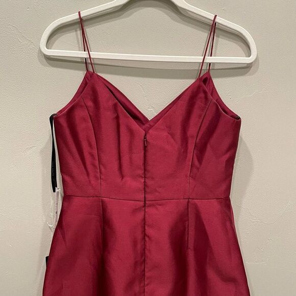 NWT Alfred Sung Draped Faux Wrap V-Neck Burgundy Cocktail Dress - Size: 8 - Picture 12 of 14